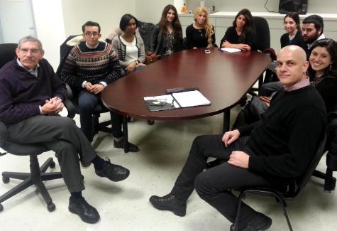 Dr. Richard Waxman and his research team meet to discuss the ongoing schizophrenic research project at the Manhattan Psychiatric Center