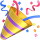 cone-shaped party popper emoji with confetti exploding from the top