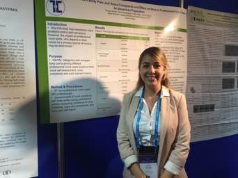Laurie Giamella, Graduate of Touro SHS’s Speech-Language Pathology program, delivers a poster presentation at the 30th World Congress of Logopedics and Phoniatrics.