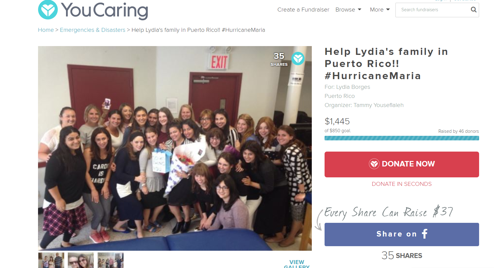 SHS OT students launched a fundraiser to help a staff member affected by Hurricane Maria. 