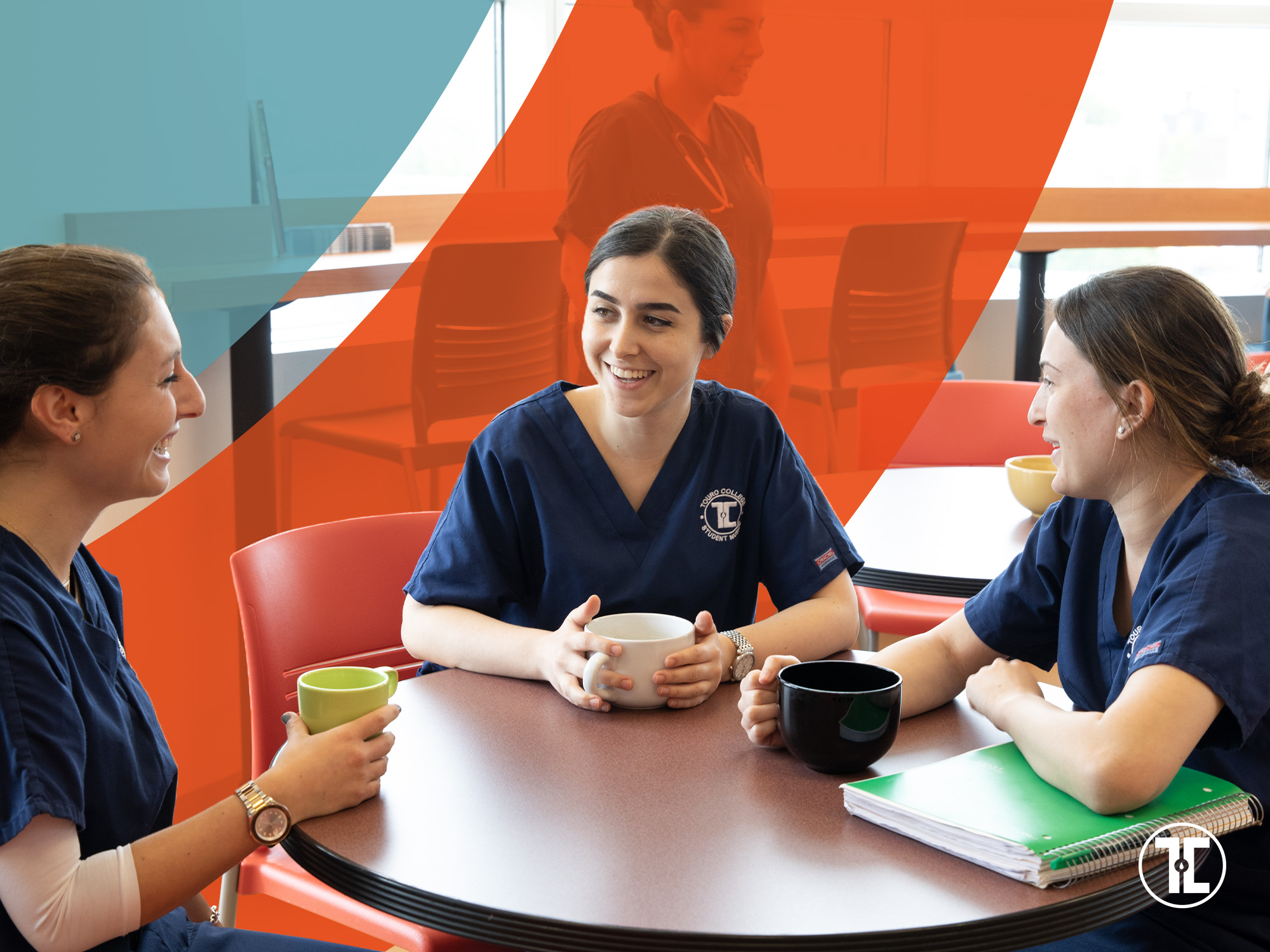 Admissions team sitting at table discussing