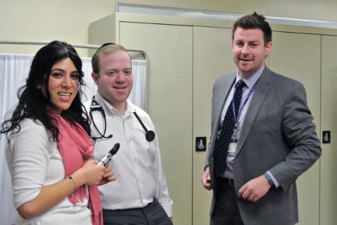 Marsha Gollub (PA student), Yisrael Schonfeld (PA student), and Nathan Boucher, Director of Graduate Education, SHS, Physician Assistant Program