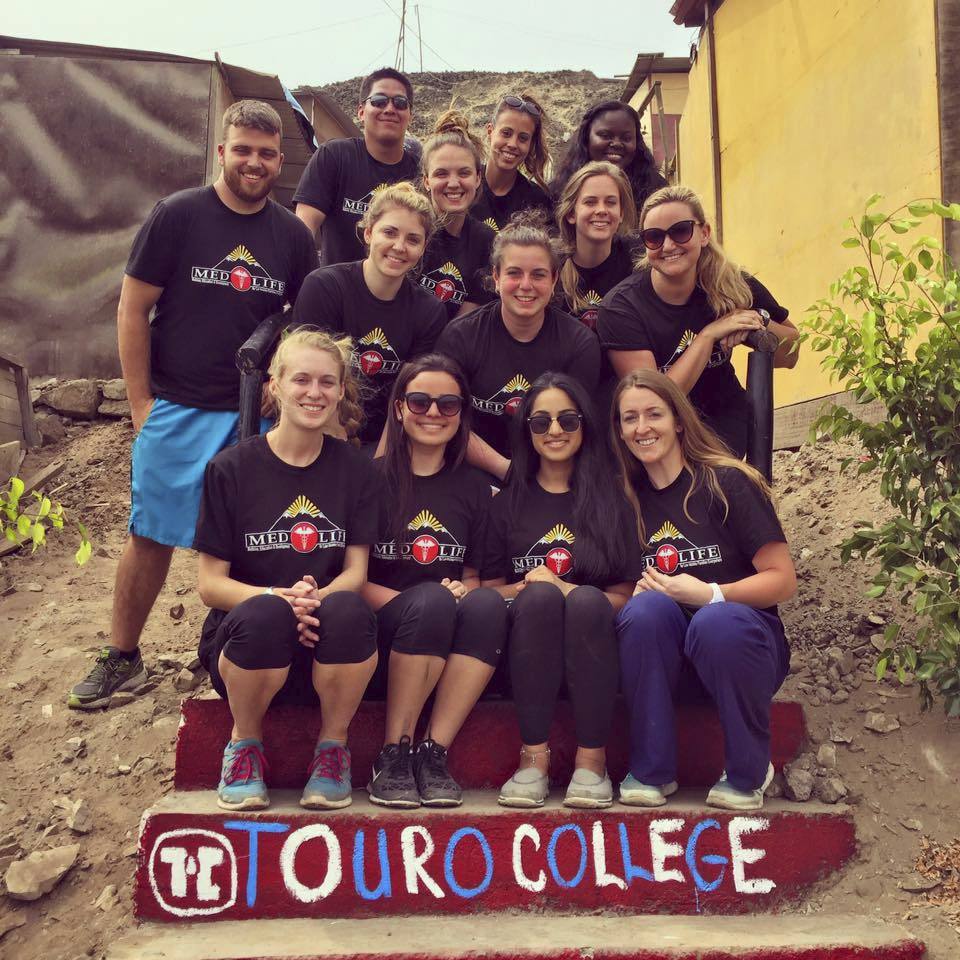 Touro students who traveled to Peru included Erin Froehlich, Kaitlyn Miller, Jade Geddrie,  Colleen Kerins, Jenna Wisotsky, Kara Koch, Kevin Mawn, llyssa McLeod, Dara Adames, Sabrina Spiridigliozzi, Emily Lisanti, Sonia Sikand and Anthony Garcia.   