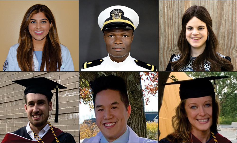 headshots of SHS Maimonides Award Winners 2021 from l-r are first row - Bhoomi Patel, Nakpane Nbohn, Leah Rosenman, and second row - Daniel Paterson, William Ng, and Cailin Petersen