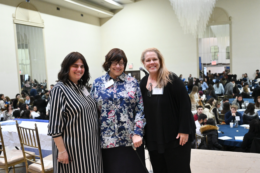Dr. Rivka Molinsky, associate dean of students and innovation at SHS; Dr. Molinsky’s mother and guest speaker Miriam Babad; and Dr. Jill Horbacewicz, chair of the Physical Therapy Department and co-chair of the SHS IPE Committee, at the 2025 Interprofessional Education Symposium.